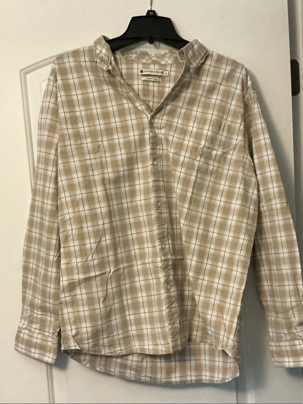 Southern Proper Men's Beige Plaid Button-Down Shirt